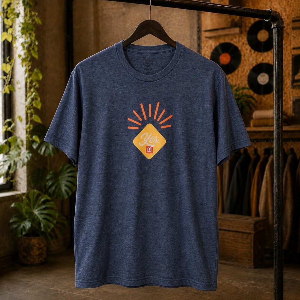 Meijer Yes Graphic Tee Navy Blue Heather Short Sleeve T-Shirt Mens Large